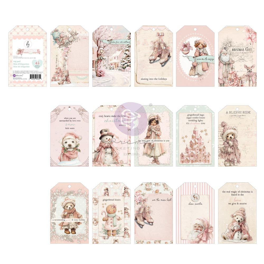 Prima -Christmas Blush Collection Tag Pad – 40 sheets – 10 designs x 4 sheets each
