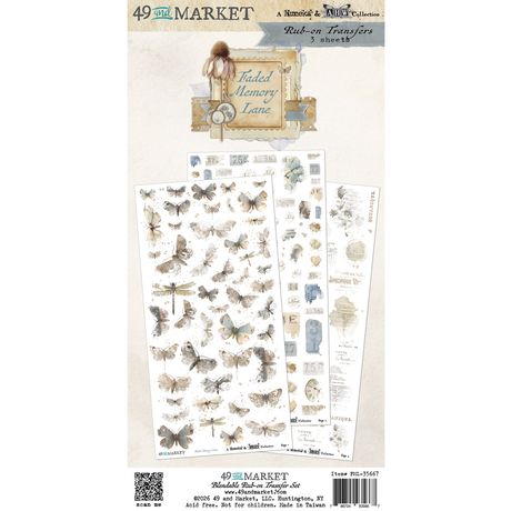 49 and Market - Blendable Rub On Transfers  - 3 Sheets 6x12' - Faded memory lane