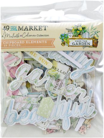 49 and Market - Chipboard Bits 69 Pieces - From the Garden