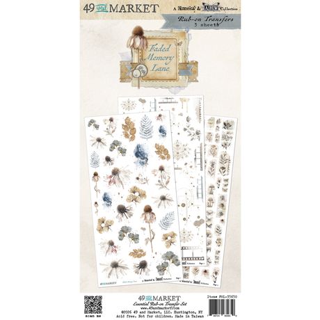 49 and Market - Rub On Transfers  - 3 Sheets 6x12' - Faded Memory Lane