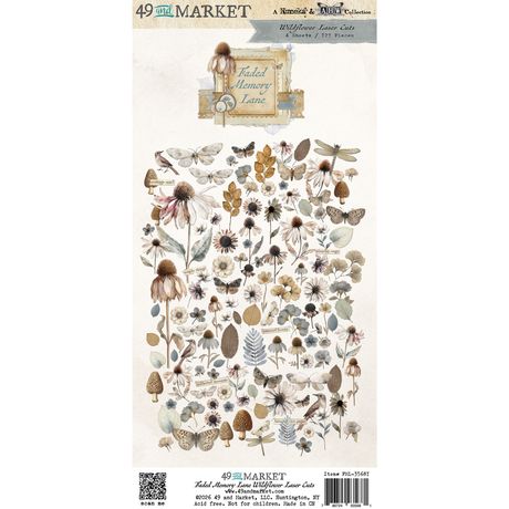 49 and Market - Laser cut elements - 4 sheets/127 pieces - Faded Memory Lane - Wildflower