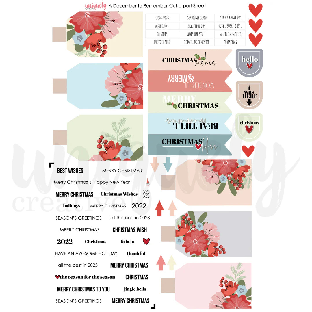 Uniquely Creative - A December to remember - Cut-a-part Sheet