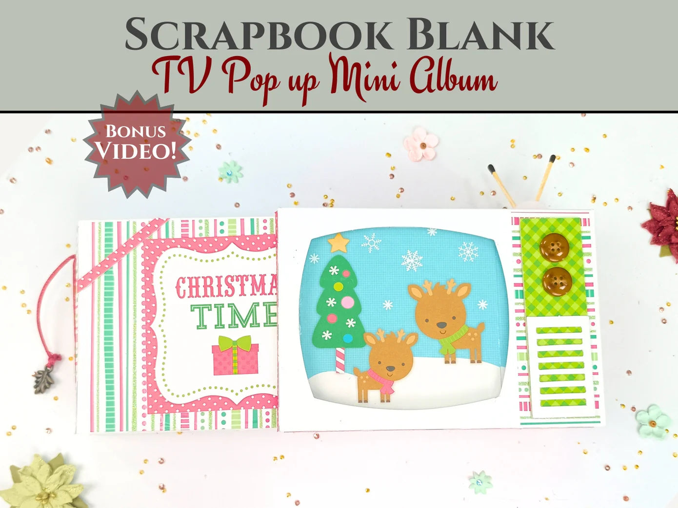 CrafTreat Scrapbook Blank Precut Album Base - TV Pop up Mini Album - White