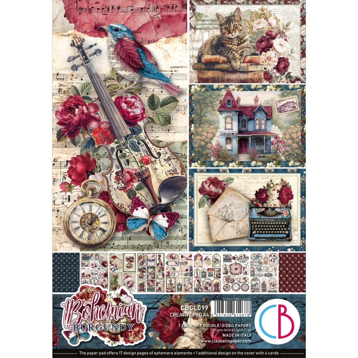 CIAO BELLA -A4 Creative Pad - Bohemian Burgundy