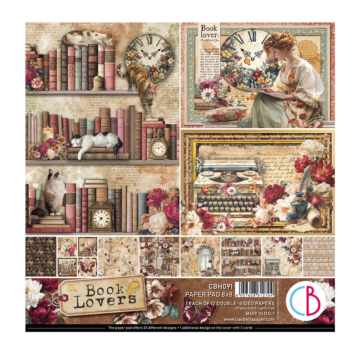 CIAO BELLA  - 8x8 Paper Pad - Book Lovers