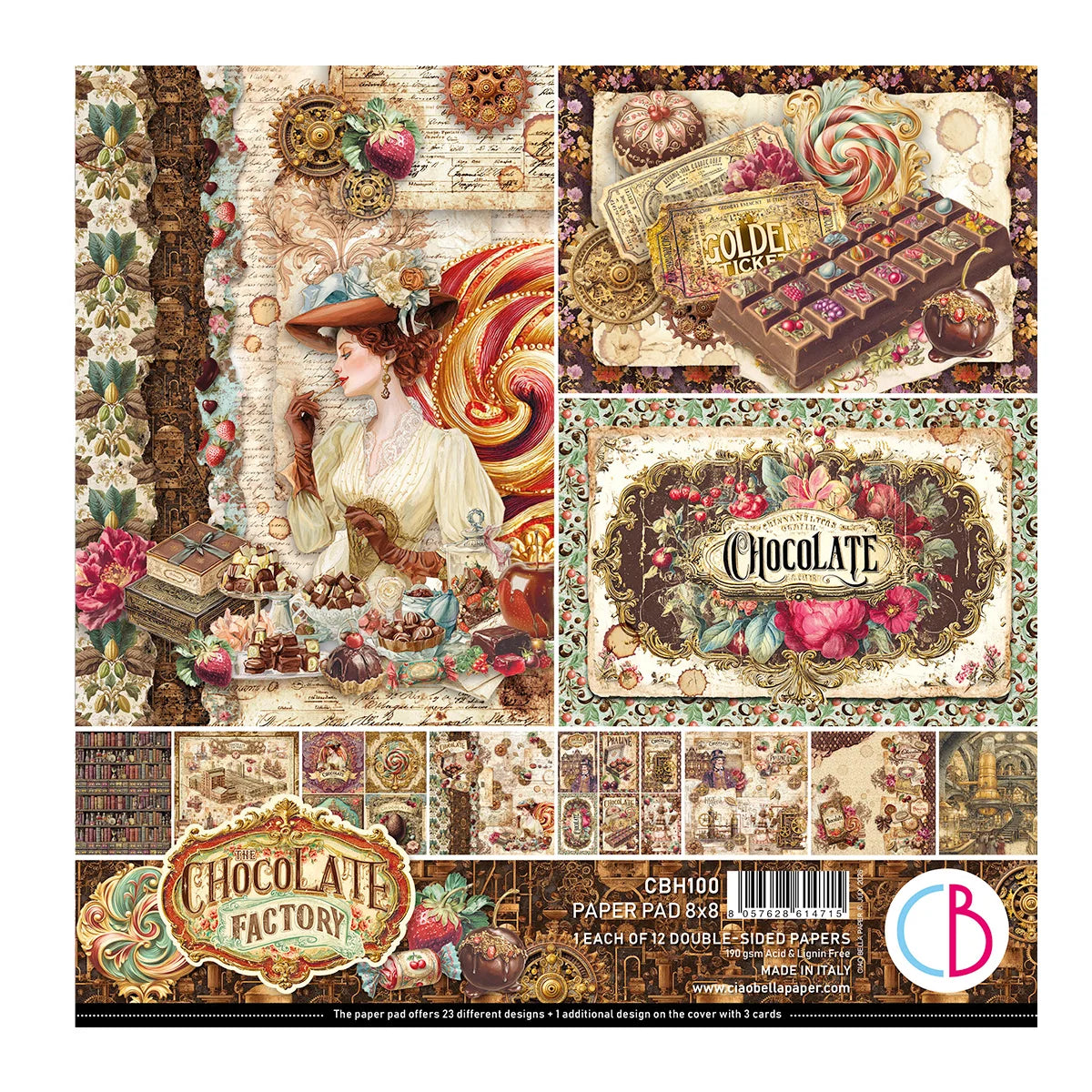 CIAO BELLA  - 8x8 Paper Pad - Chocolate Wanderlust