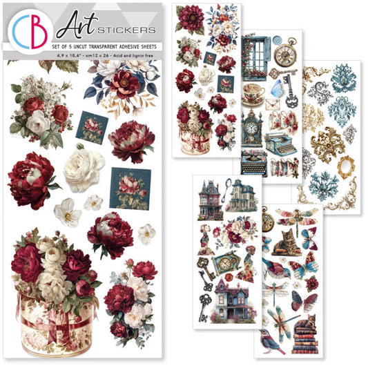CIAO BELLA  - Art Stickers - Bohemian Burgundy Art Stickers transparent adhesive sheets 5/Pkg