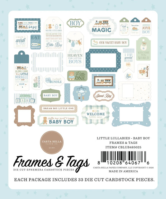 Carta Bella - Little Lullabies - Baby Boy Frames & Tags