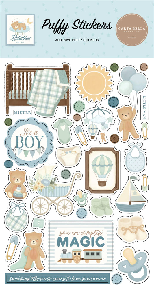 Carta Bella - Little Lullabies - Baby Boy - Puffy Stickers