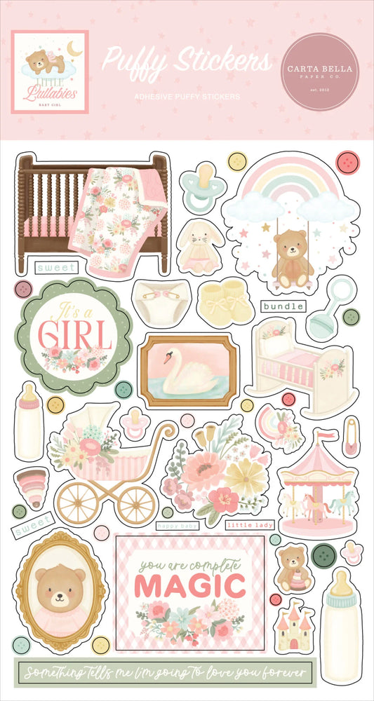 Carta Bella - Little Lullabies - Baby Girl - Puffy Stickers