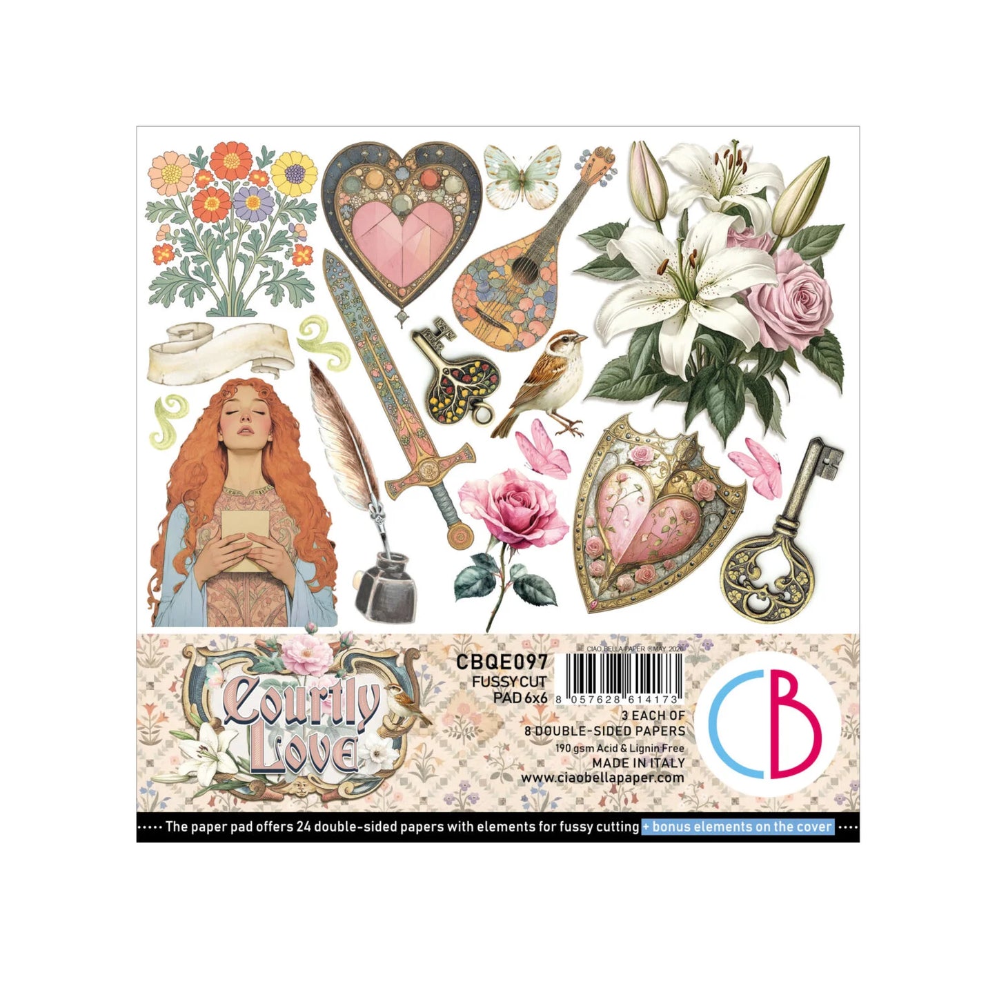 CIAO BELLA - Fussy cut pad 6x6 - Courtly Love