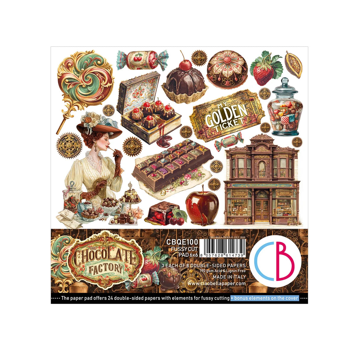 CIAO BELLA - Fussy cut pad 6x6 - Chocolate Wanderlust Fussy Cut Pad 6″x6″ 24/Pkg
