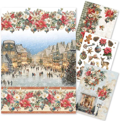 CIAO BELLA -A4 RICE PAPER - Merry & Bright Rice Paper Set A4 MIXED 4/Pkg