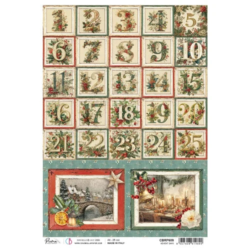 CIAO BELLA  -  A4 - Piuma Rice Paper - Merry & Bright Rice Paper A4 Advent Days