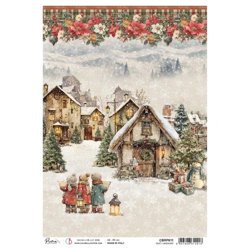CIAO BELLA  -  A4 - Piuma Rice Paper - Merry & Bright Rice Paper A4 Quiet Landscape