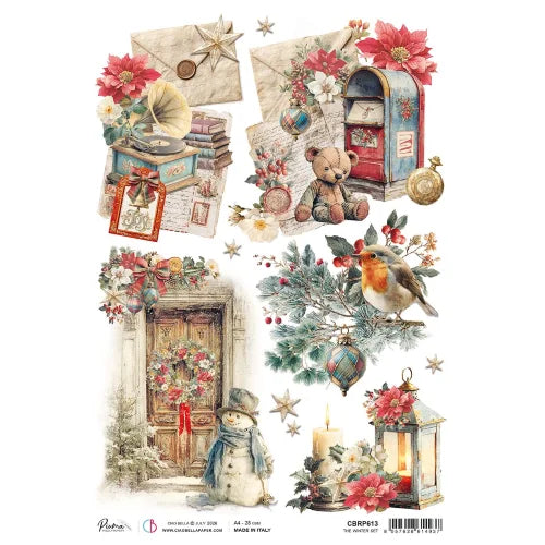 CIAO BELLA  -  A4 - Piuma Rice Paper - Merry & Bright Rice Paper A4 The Winter Set