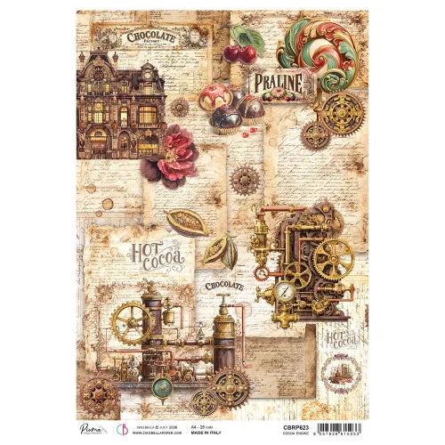 CIAO BELLA  -  A4 - Piuma Rice Paper - Chocolate Wanderlust Rice Paper A4 Cocoa engine