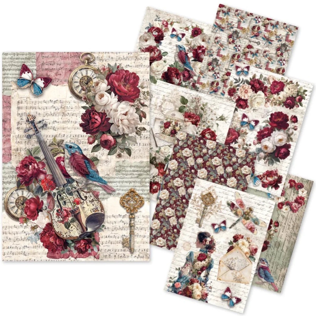 CIAO BELLA -Bohemian Burgundy Art Stickers transparent adhesive sheets 5/Pkg