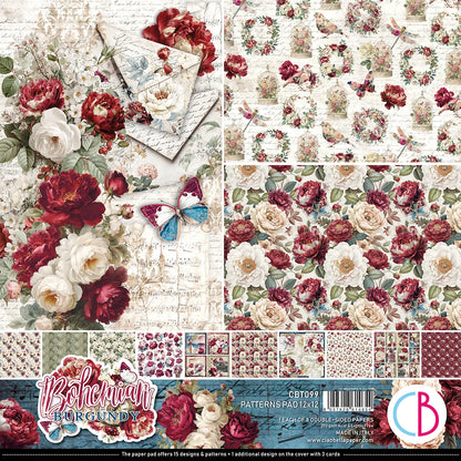 CIAO BELLA  - 12 x 12  Patterns Pad - Bohemian Burgundy