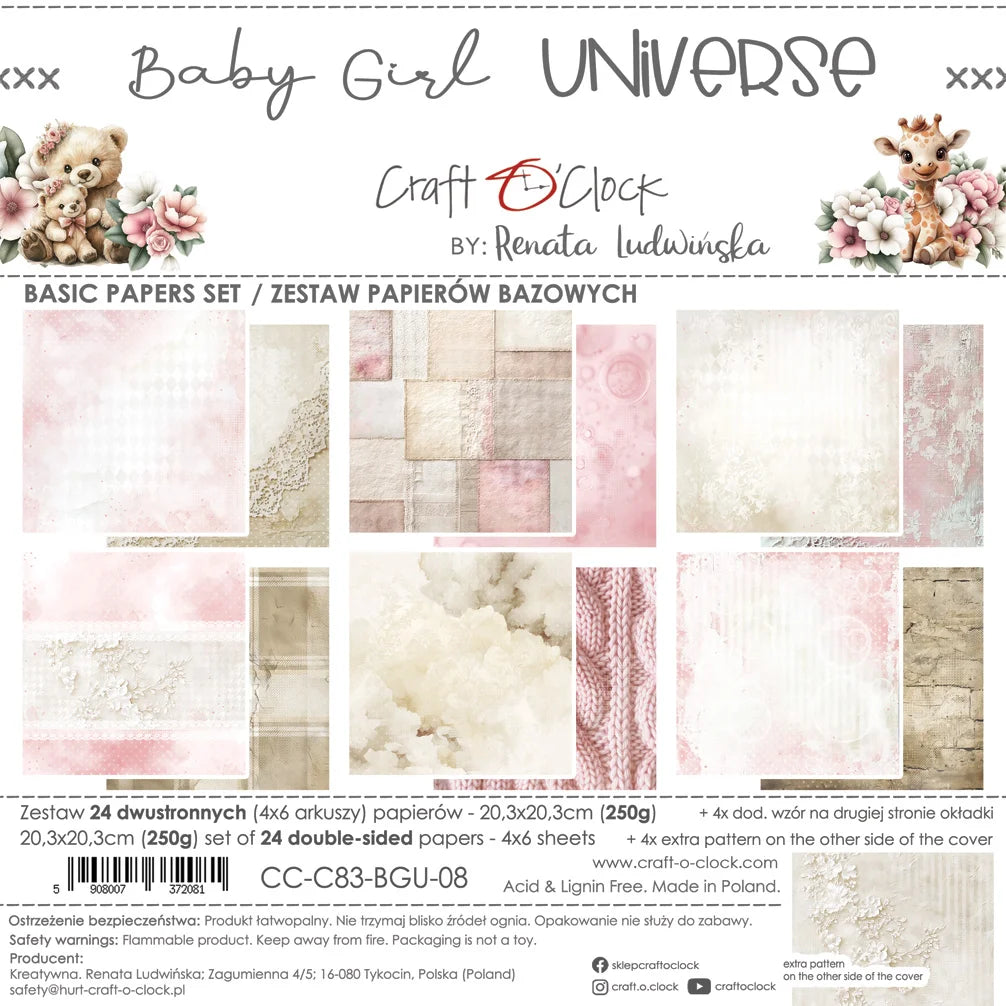 Baby Girl Universe - 8 x 8 Basic Papers set