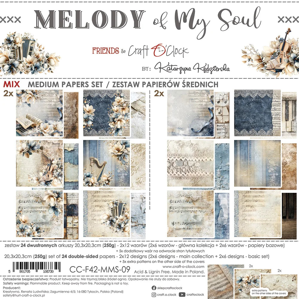 Melody of My Soul - 8 x 8 Mixed set papers