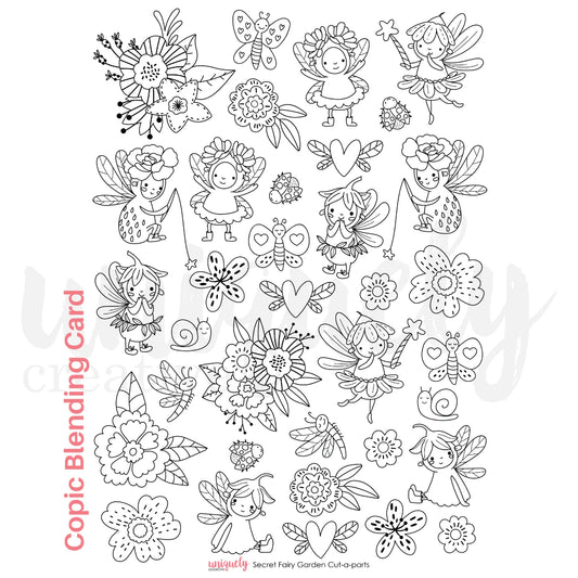 Uniquely Creative - Secret Fairy Garden Copic Blending Card Cut-A-Part Sheet