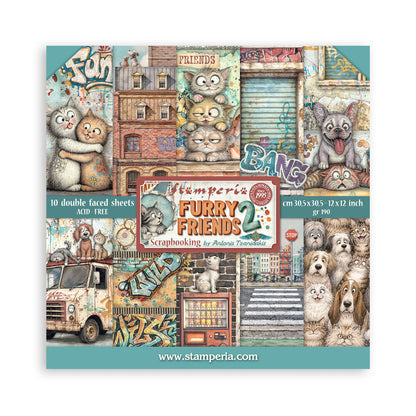 Stamperia - (12”X12”) - Paper pad - Furry Friends 2