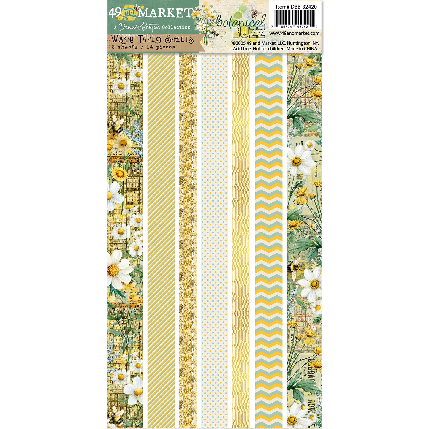49 and Market - Botanical Buzz - Washi Tape Sheets - 14 Pieces
