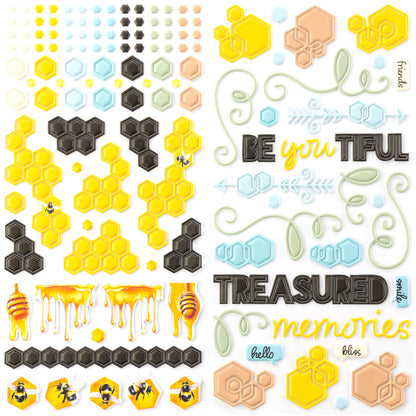 49 and Market - Botanical Buzz - Puffy Stickers - 131 Pieces