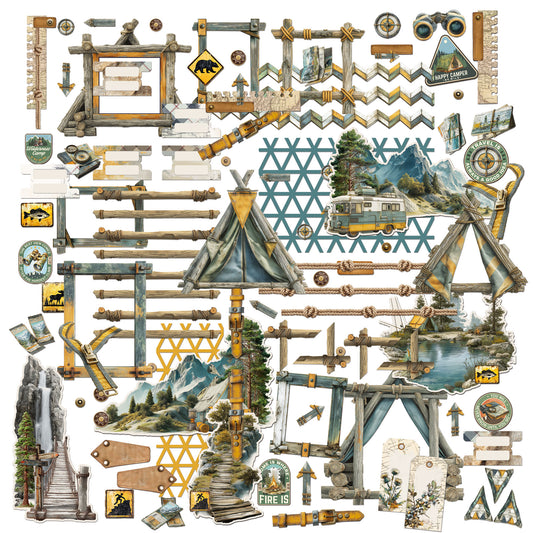 49 and Market  - Ephemera  & Frame Set - Campfire Memories 106 pieces