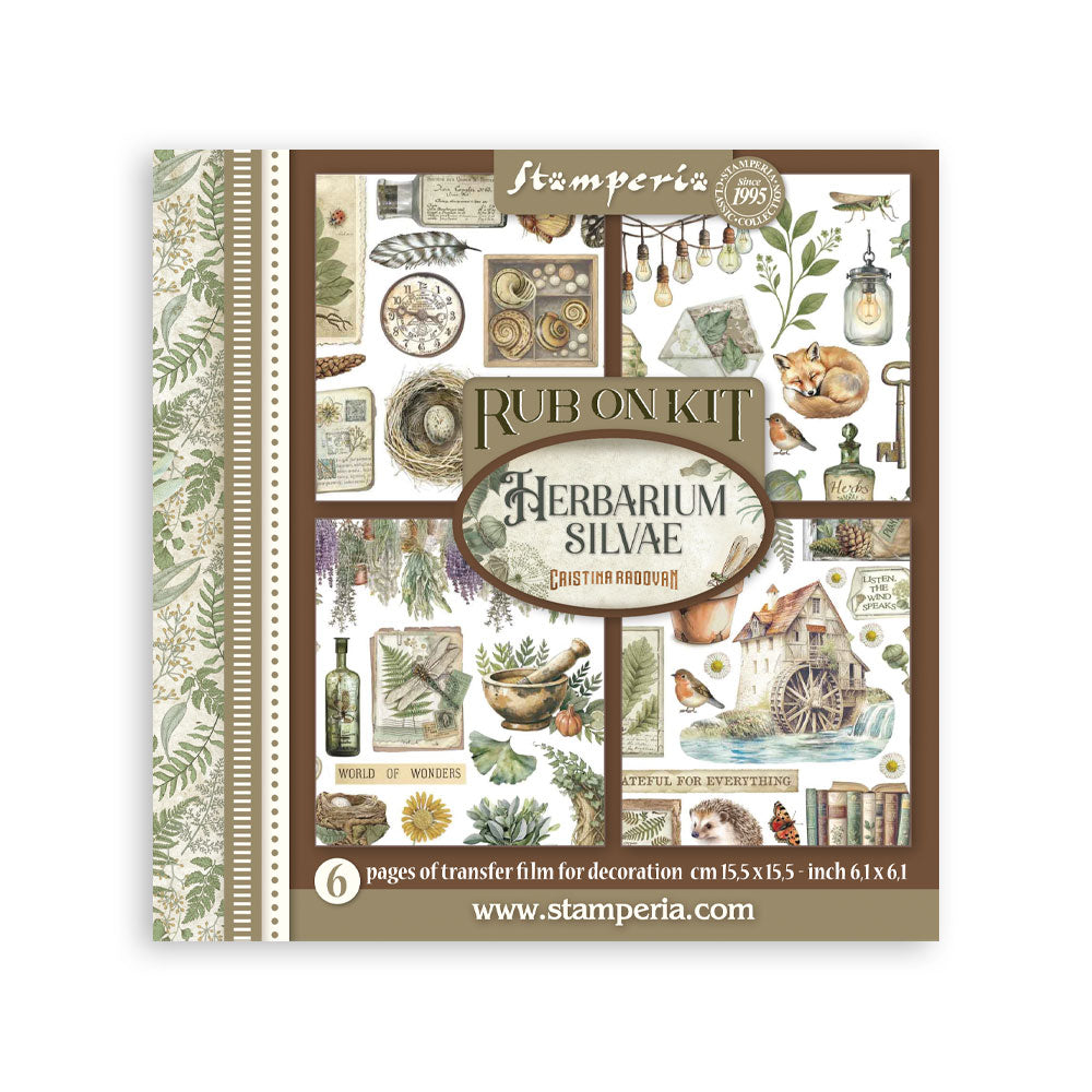 Stamperia - Assortment Rub on cm 15,5x15,5 - 6 pages - Herbarium Silvae