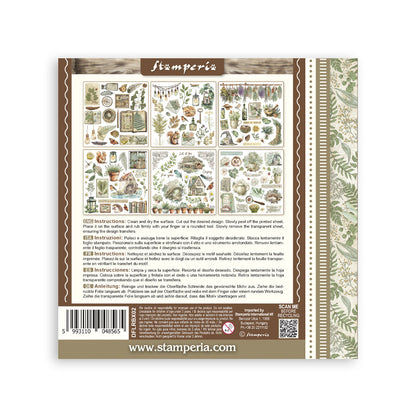 Stamperia - Assortment Rub on cm 15,5x15,5 - 6 pages - Herbarium Silvae