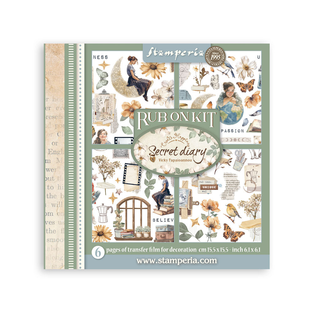 Stamperia - Assortment Rub on cm 15,5x15,5 - 6 pages - Secret Diary