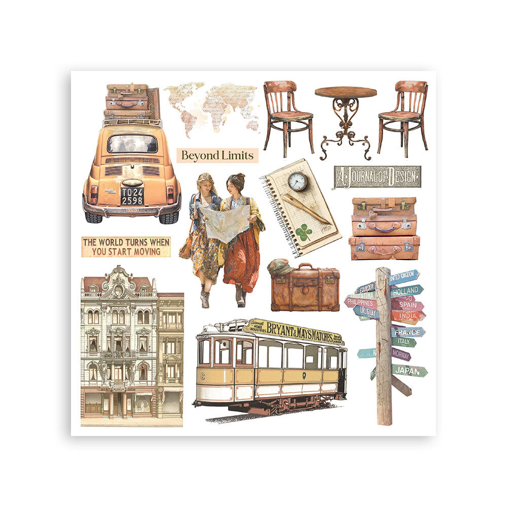 Stamperia - Assortment Rub on cm 15,5x15,5 - 6 pages - Art of Travelling