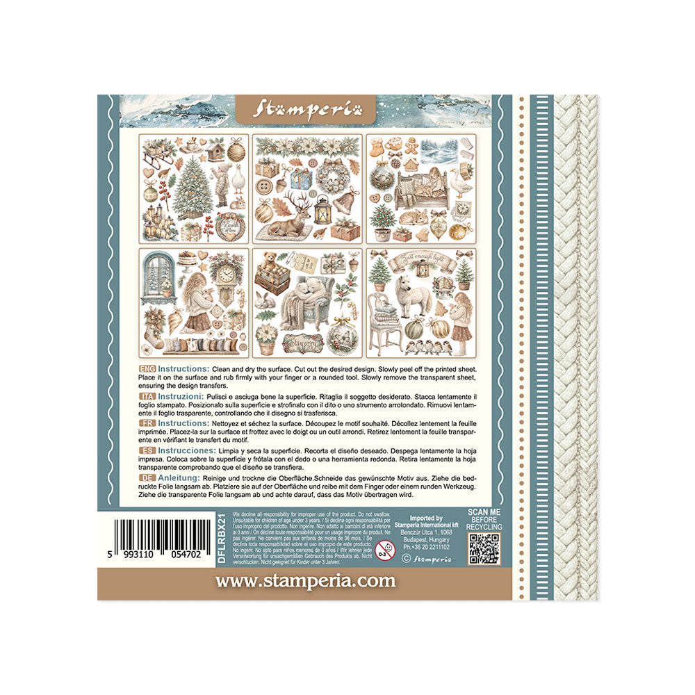 Stamperia - Assortment Rub on cm 15,5x15,5 - 6 pages - White Christmas