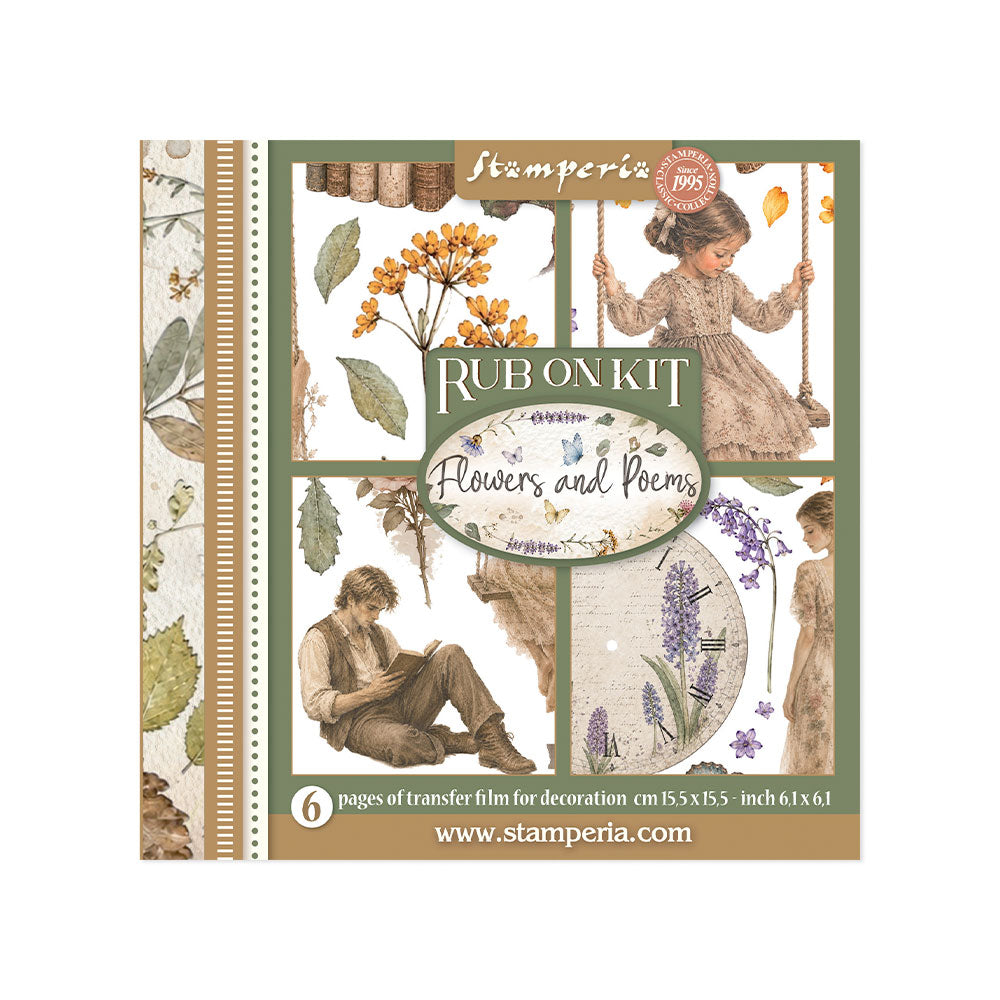 Stamperia - Assortment Rub on cm 15,5x15,5 - 6 pages - Flowers and Poems