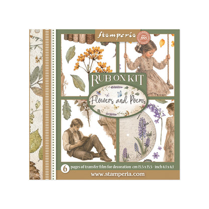 Stamperia - Assortment Rub on cm 15,5x15,5 - 6 pages - Flowers and Poems