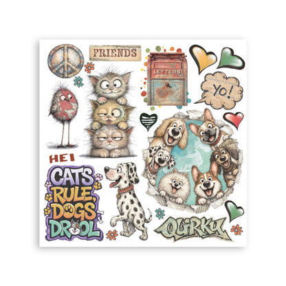 Pre Order - Stamperia - Assortment Rub on cm 15,5x15,5 - 6 pages - Furry Friends 2 (Available End October)
