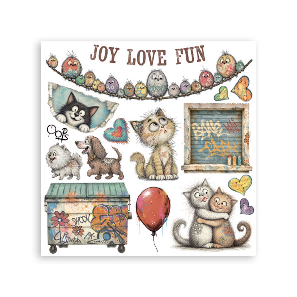 Pre Order - Stamperia - Assortment Rub on cm 15,5x15,5 - 6 pages - Furry Friends 2 (Available End October)