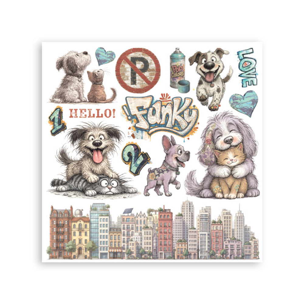 Pre Order - Stamperia - Assortment Rub on cm 15,5x15,5 - 6 pages - Furry Friends 2 (Available End October)