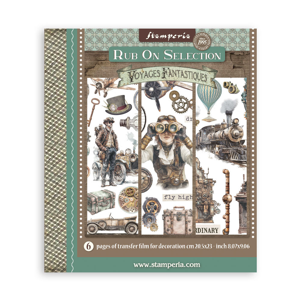 Stamperia - Assortment Rub on Selection - 20.5cmX23cmX0cm - 6 pages - Voyages Fantastiques