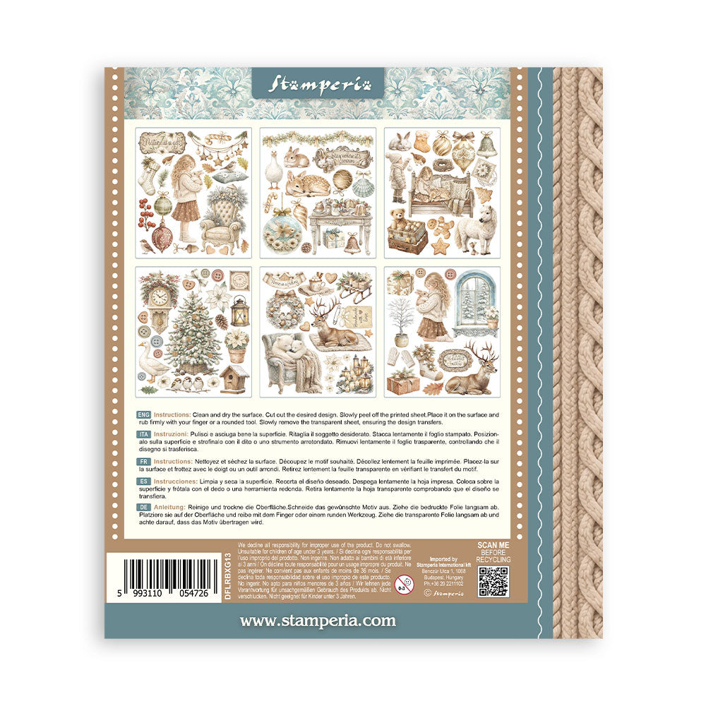 Stamperia - Assortment Rub on Selection - 20.5cmX23cmX0cm - 6 pages - White Christmas