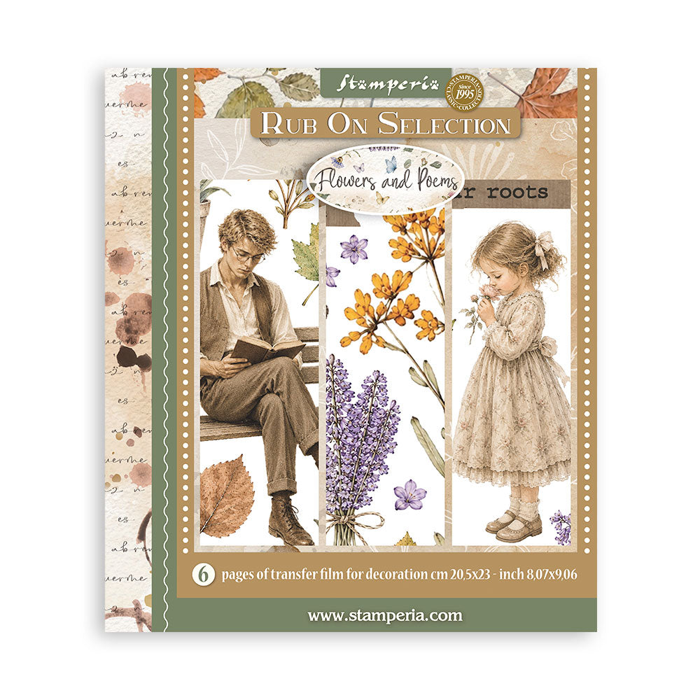 Stamperia - Assortment Rub on Selection - 20.5cmX23cmX0cm - 6 pages - Flowers and Poems