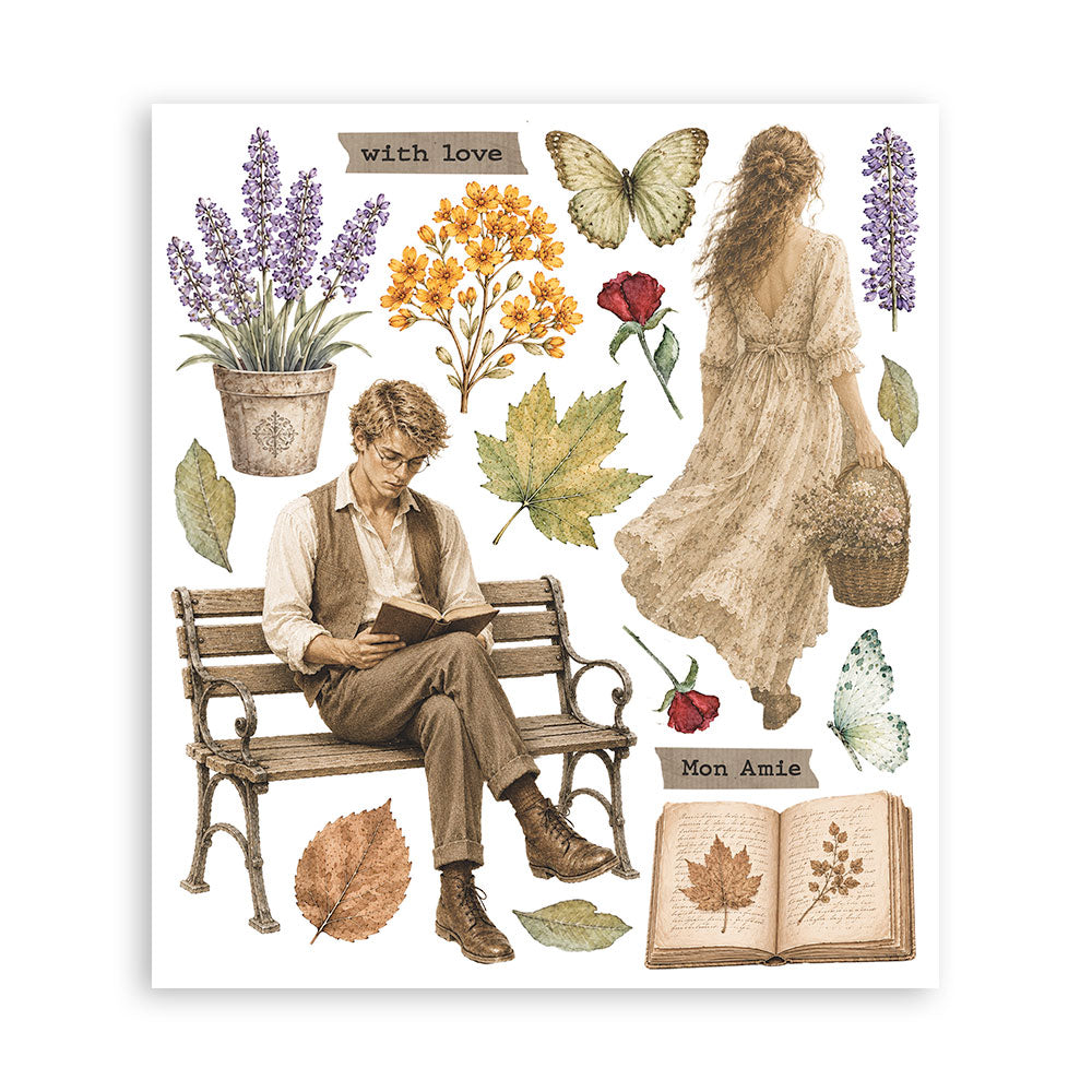 Stamperia - Assortment Rub on Selection - 20.5cmX23cmX0cm - 6 pages - Flowers and Poems