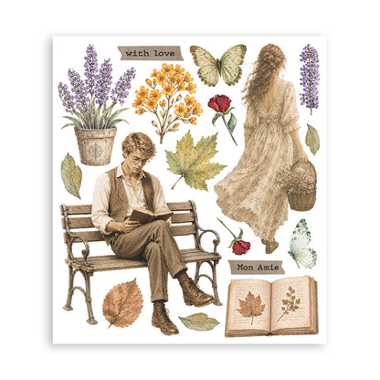 Stamperia - Assortment Rub on Selection - 20.5cmX23cmX0cm - 6 pages - Flowers and Poems