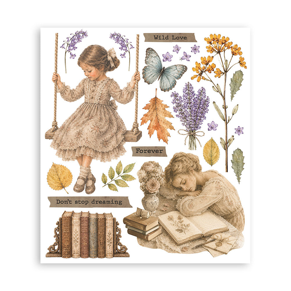 Stamperia - Assortment Rub on Selection - 20.5cmX23cmX0cm - 6 pages - Flowers and Poems