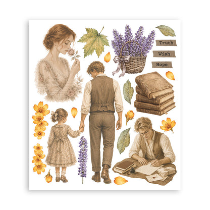 Stamperia - Assortment Rub on Selection - 20.5cmX23cmX0cm - 6 pages - Flowers and Poems