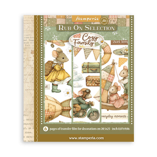 Stamperia - Assortment Rub on Selection - 20.5cmX23cmX0cm - 6 pages - Cozy Family