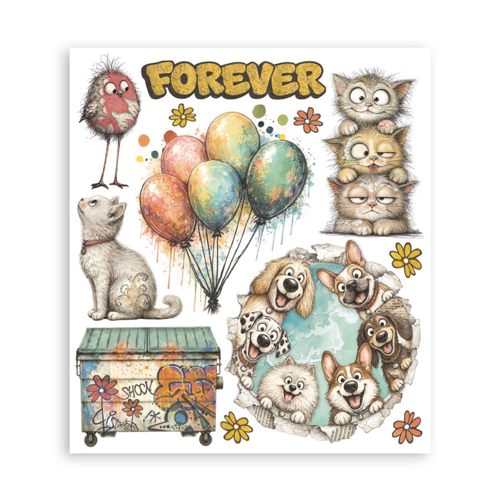 Pre Order - Stamperia - Assortment Rub on Selection - 20.5cmX23cmX0cm - 6 pages - Furry Friends 2 (Available end of October)