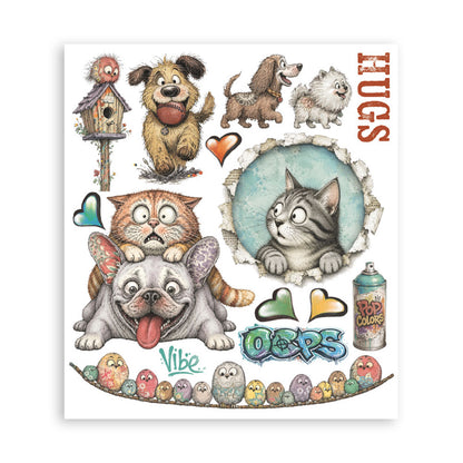 Pre Order - Stamperia - Assortment Rub on Selection - 20.5cmX23cmX0cm - 6 pages - Furry Friends 2 (Available end of October)